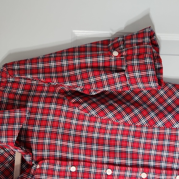 Tommy Hilfiger, Women's, Sz 10, Red, Black, White, Navy Plaid Blouse - Picture 5 of 8